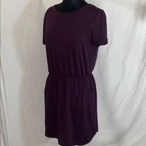Purple tshirt mini dress with pockets divided